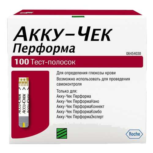 Тест-полоски для глюкометра Roche Accu-Chek performa 100 шт. в Аптеки Столички